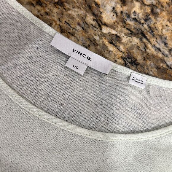 Vince Cotton Ombré Gradient Green Tan Short Sleeve Top Size L - Picture 4 of 8